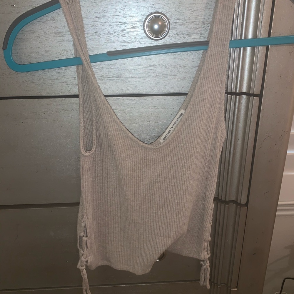 Tan tie sides top